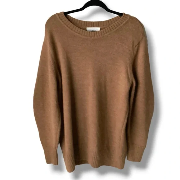 CAES Knit Crewneck Sweater Alpaca Virgin Wool Brown Khaki Tan Medium - Picture 3 of 12